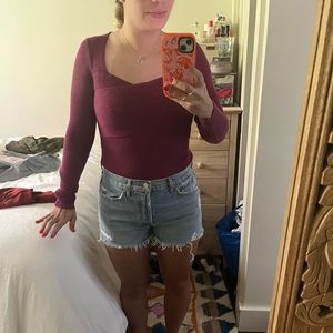 Abercrombie LuxeLoft Wrap Bodysuit in Raspberry 🍓💌